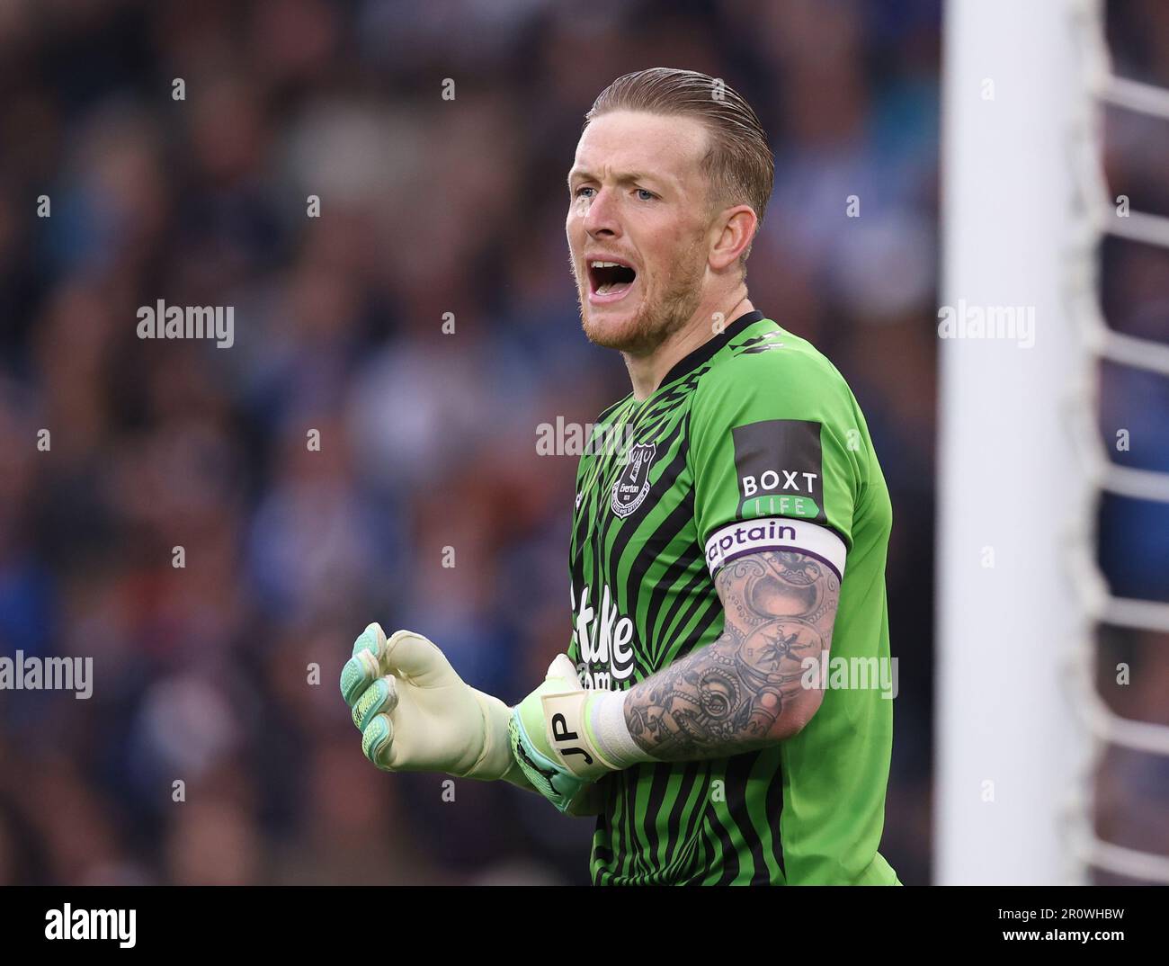 Brighton e Hove, Inghilterra, 8th maggio 2023. Jordan Pickford di Everton durante la partita della Premier League presso l'AMEX Stadium, Brighton e Hove. L'accreditamento dell'immagine dovrebbe leggere: Paul Terry / Sportimage Foto Stock