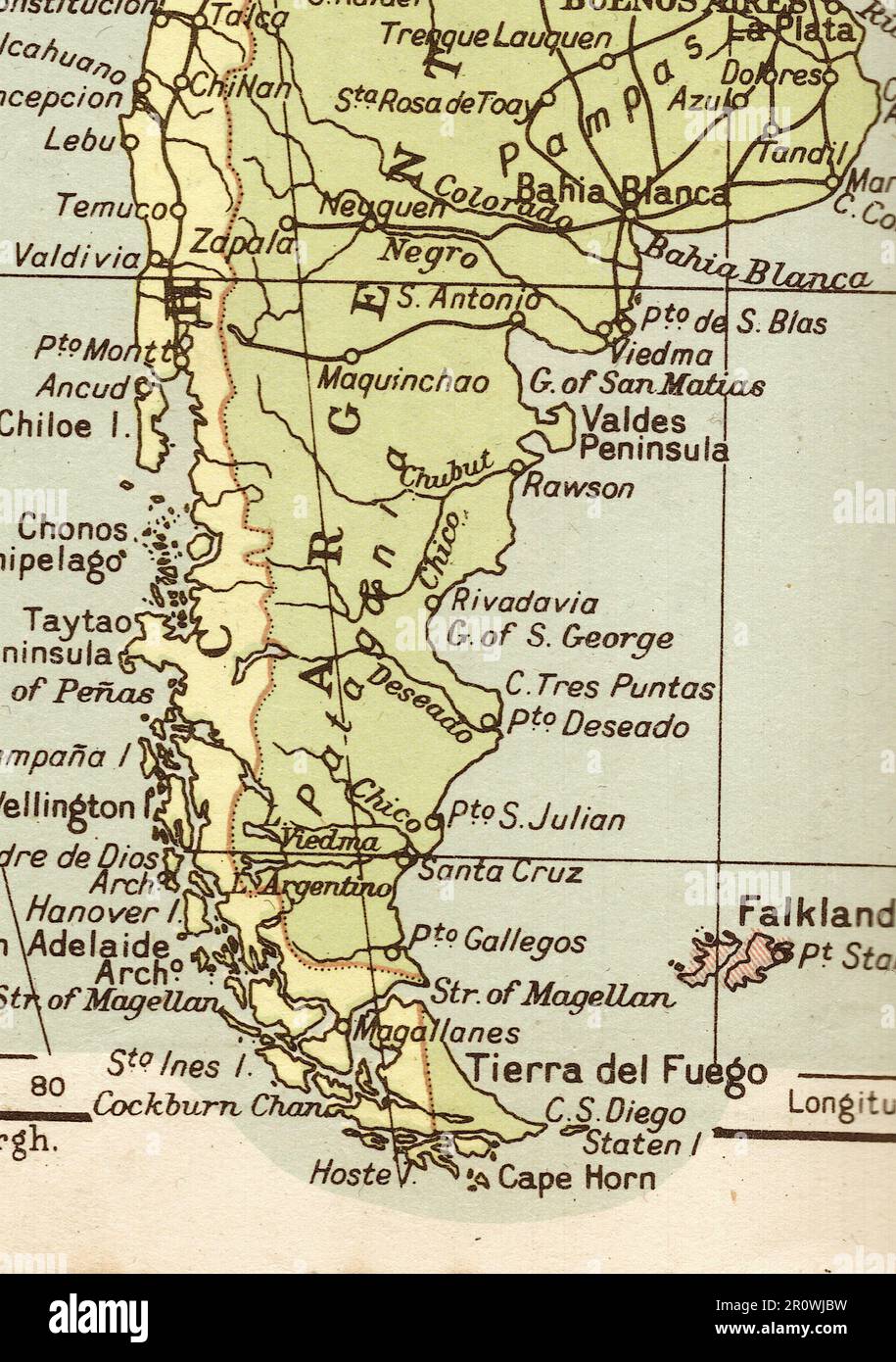 Mappa di seppia vintage del Sud America. Foto Stock