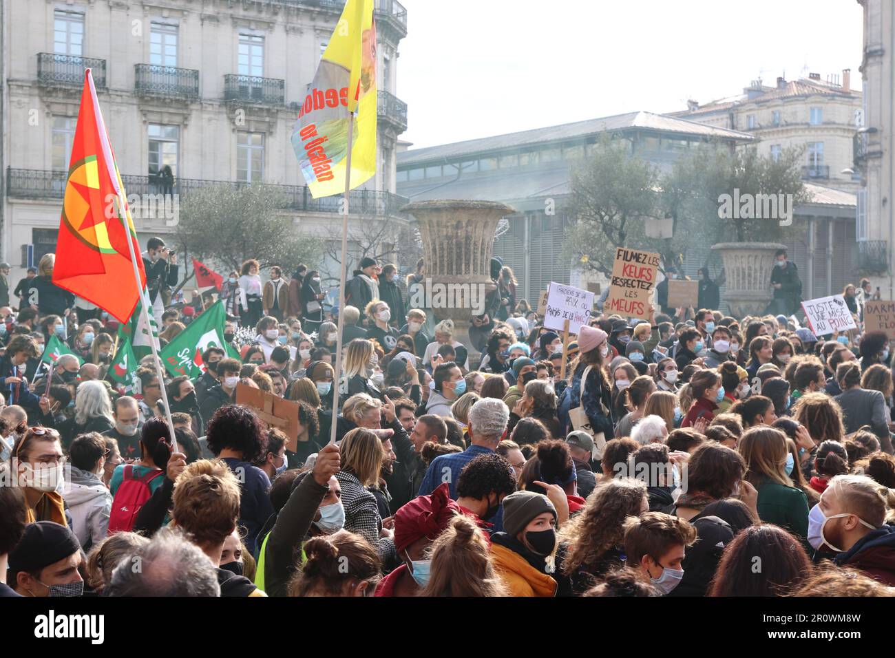 Dimostrazione pubblica: Giovani in sciopero in Francia Foto Stock
