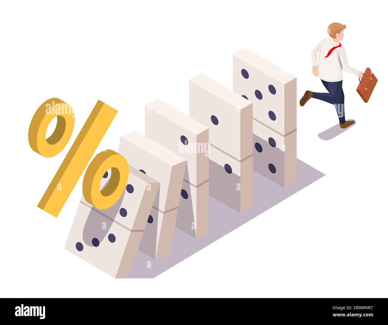 Tassi bancari vettore illustrazione inflazione percentuale impatto sul business Illustrazione Vettoriale