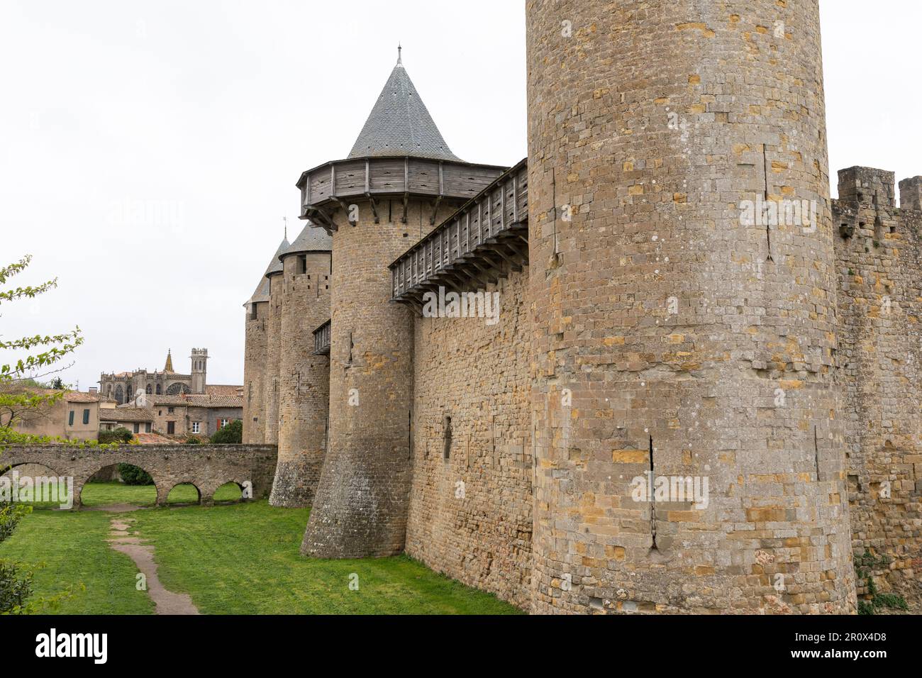 Castello medievale di Carcassonne, città fortificata in Francia Foto Stock