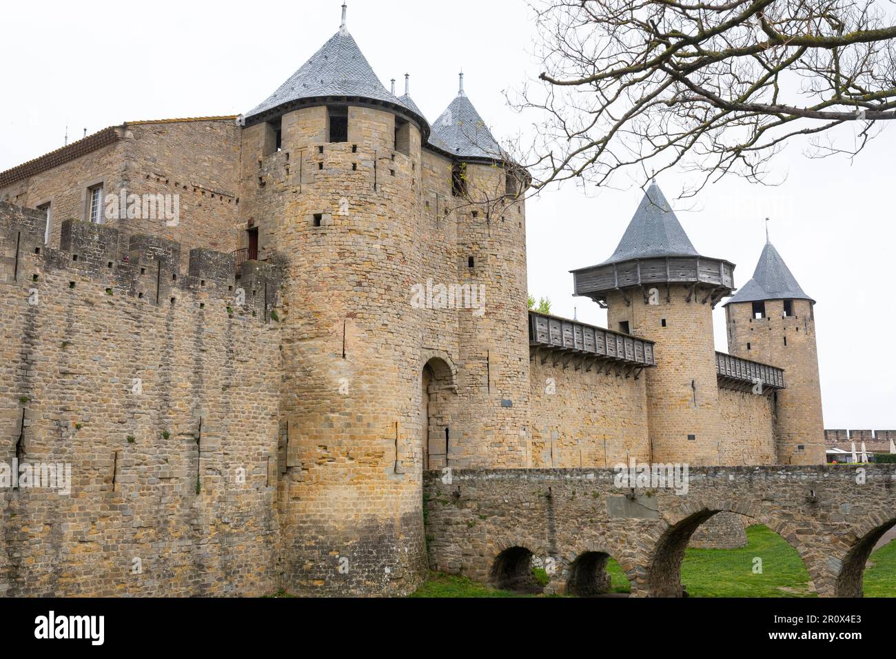 Castello medievale di Carcassonne, città fortificata in Francia Foto Stock