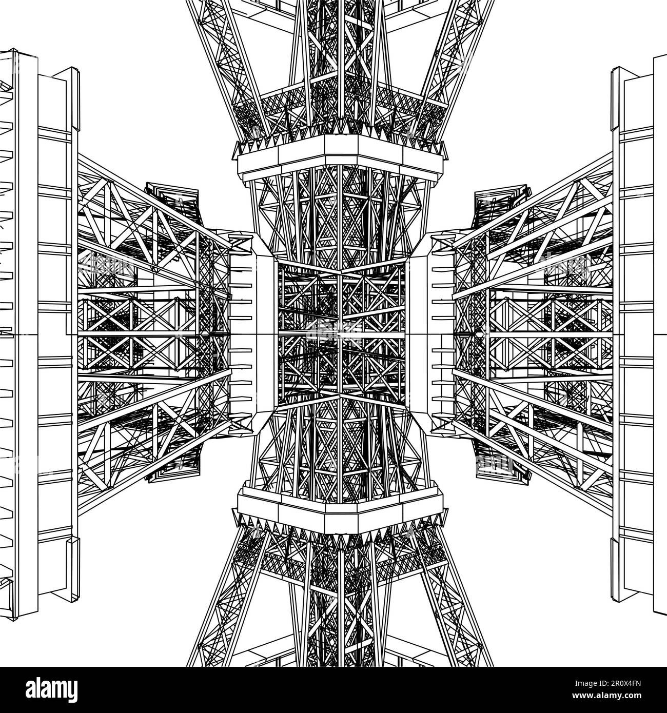 Vettore struttura astratta della costruzione. Illustrazione isolata su sfondo bianco. Un'illustrazione vettoriale di costruzione di ferro di metallo. Illustrazione Vettoriale