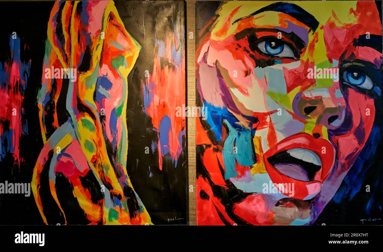 La pittura di una donna Foto Stock