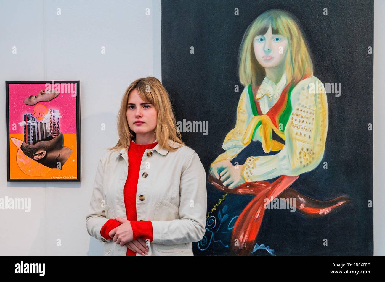 Londra, Regno Unito. 10th maggio, 2023. Lavoro di Caroline Streatfield sul Made in Arts London Stand, dedicato a coltivare nuovi talenti - l'Affordable Art Fair torna ad Hampstead Heath. La fiera offre ai visitatori la possibilità di acquistare lavori da oltre 100 gallerie a prezzi compresi tra ££50 e £7.000. Credit: Guy Bell/Alamy Live News Foto Stock