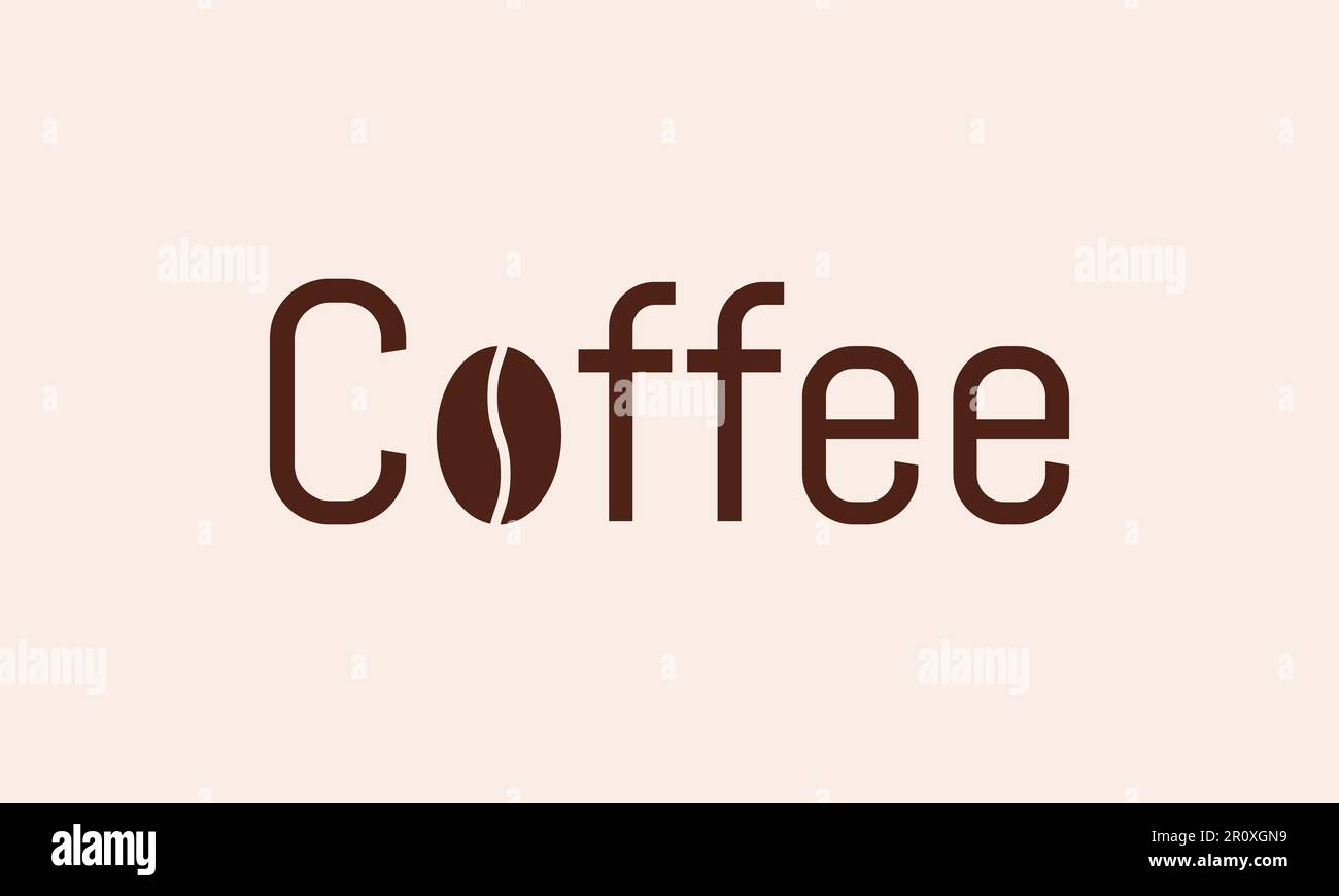 Grafica del logo del testo di tipografia del caffè. Grafica vettoriale per il logo di Word per il caffè per le aziende. Illustrazione Vettoriale