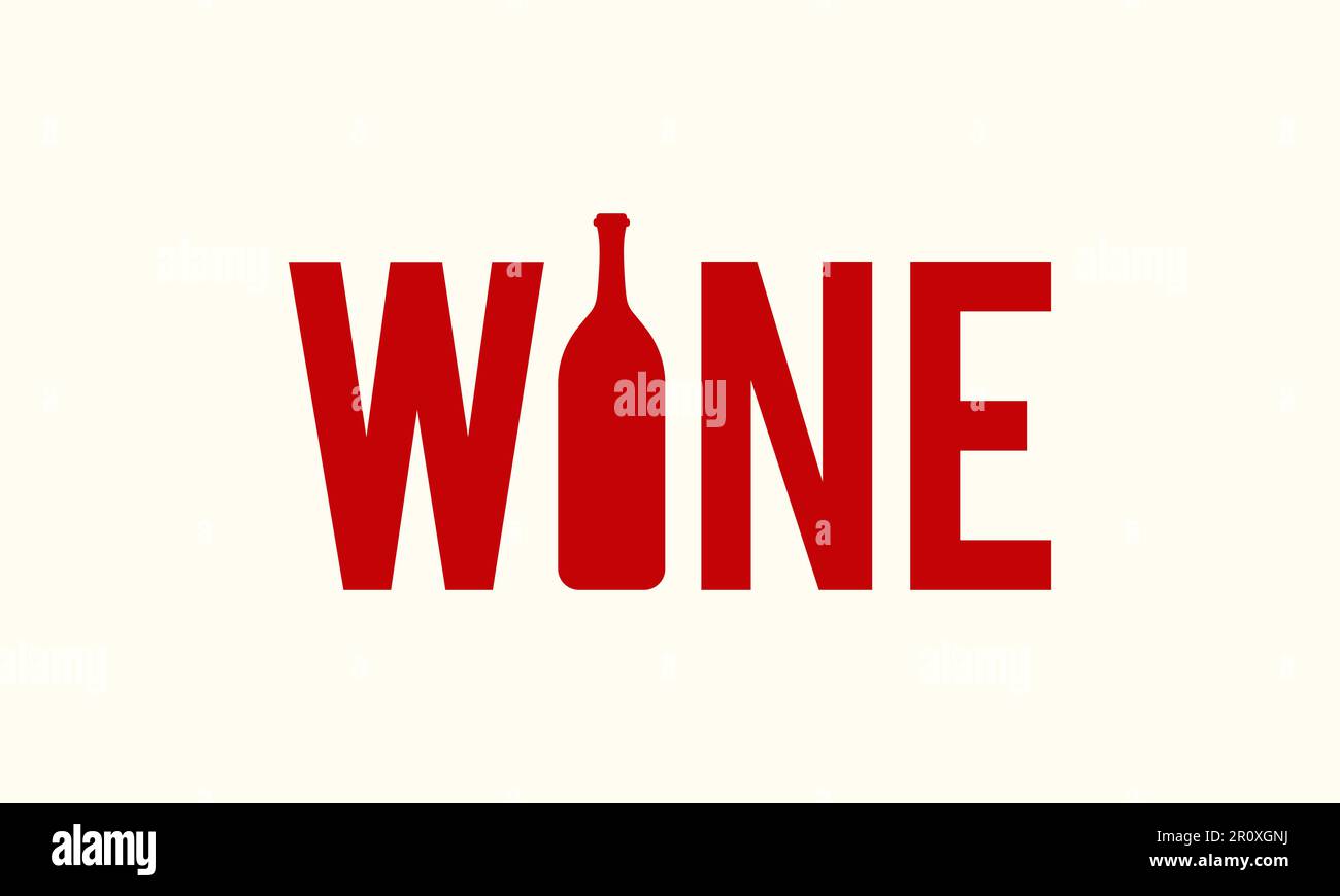 Logo di testo di tipografia del vino. Logo Word tipografico del vino Design vettoriale per le aziende. Illustrazione Vettoriale