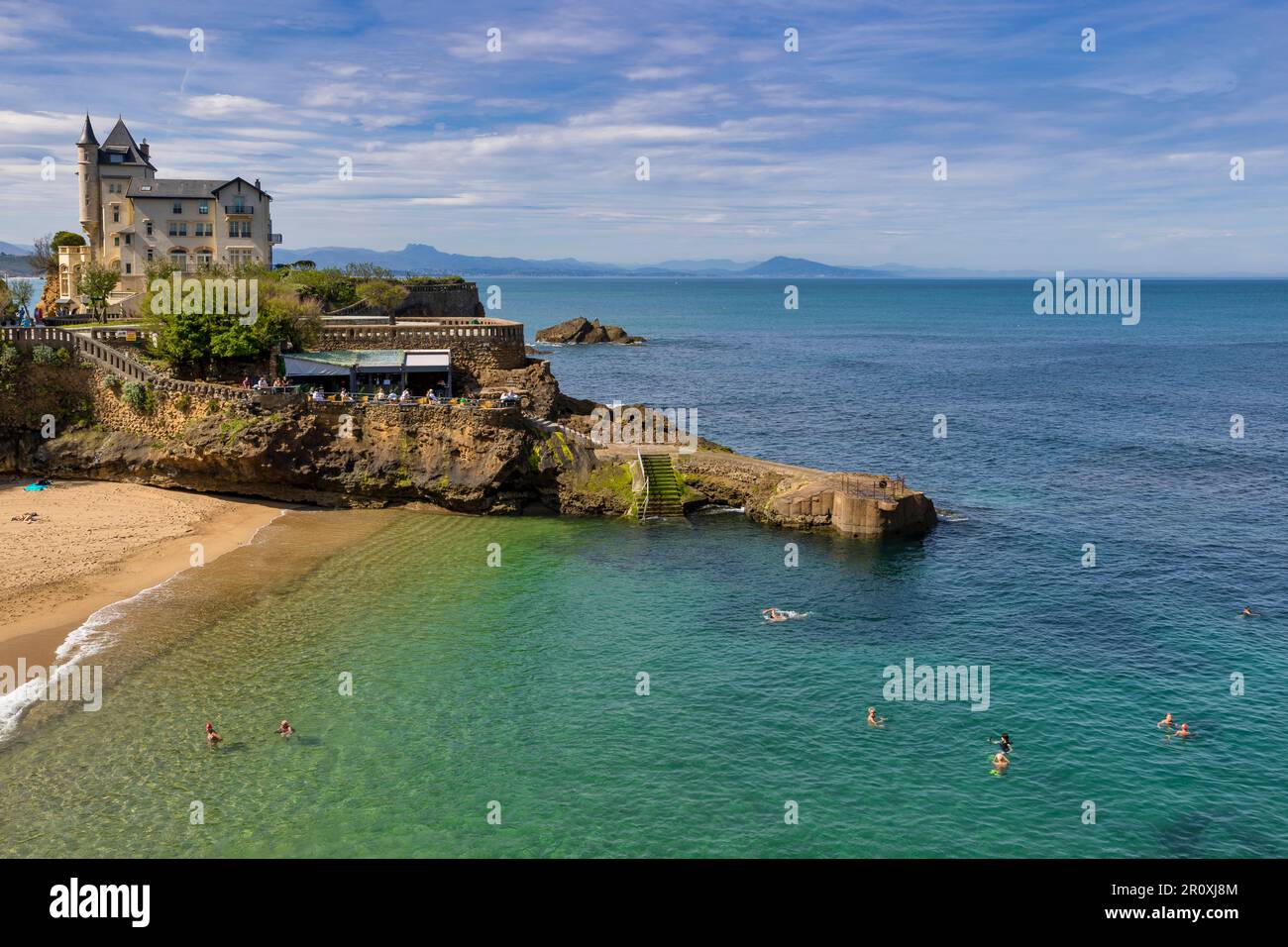 Spiaggia a Biarritz, Paesi Baschi francesi, Pirenei Atlantici, Francia Foto Stock