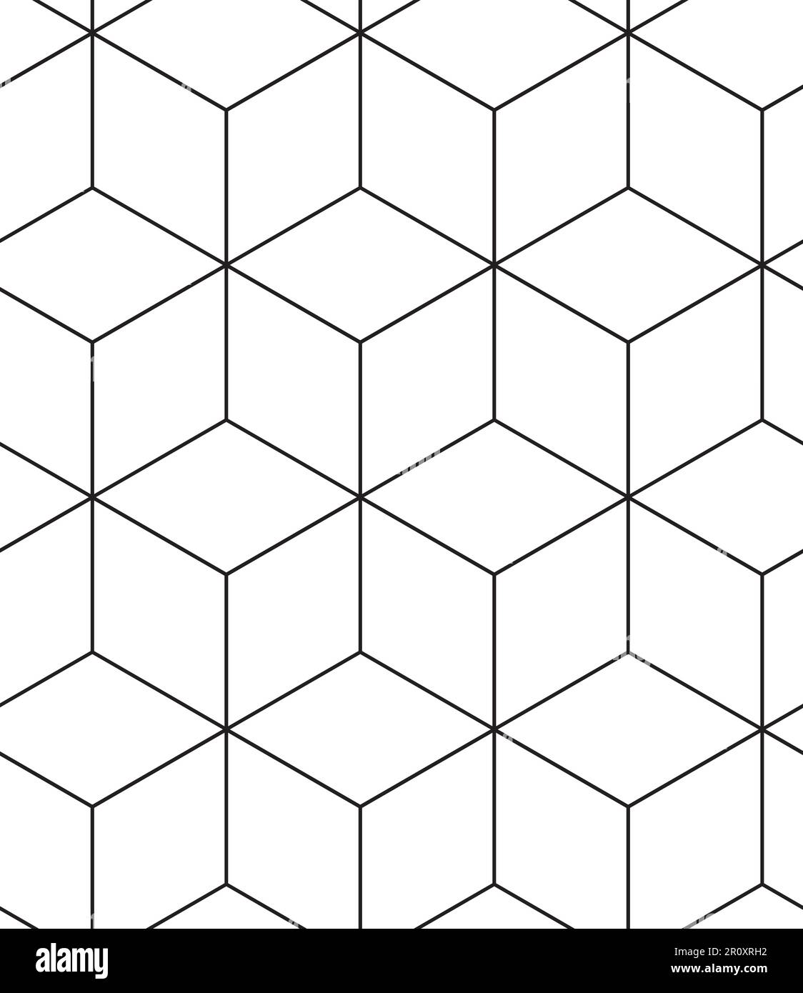 Sfondo astratto con motivi geometrici a trama esagonale e triangolare. Linee della griglia senza giunture in bianco e nero. Semplice modello minimalista. Illustrazione Vettoriale