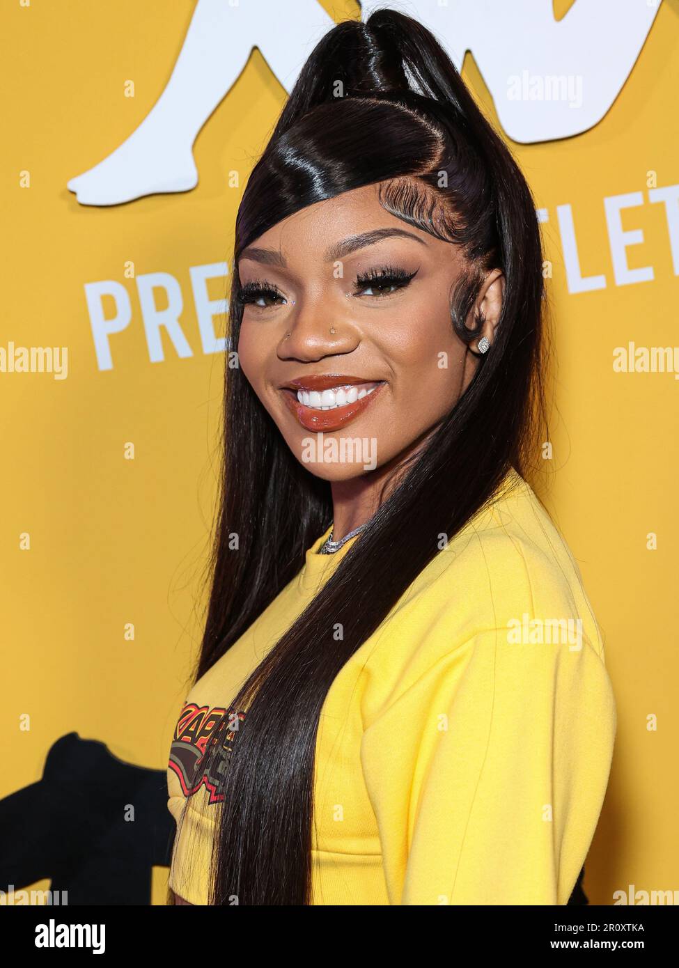 HOLLYWOOD, LOS ANGELES, CALIFORNIA, USA - 09 MAGGIO: Il rapper americano Gloria Hallelujah Woods arriva al PrettyLittleThing X Kappa Launch Party che si tiene presso la Sunset Room Hollywood il 9 maggio 2023 a Hollywood, Los Angeles, California, Stati Uniti. (Foto di Xavier Collin/Image Press Agency) Foto Stock