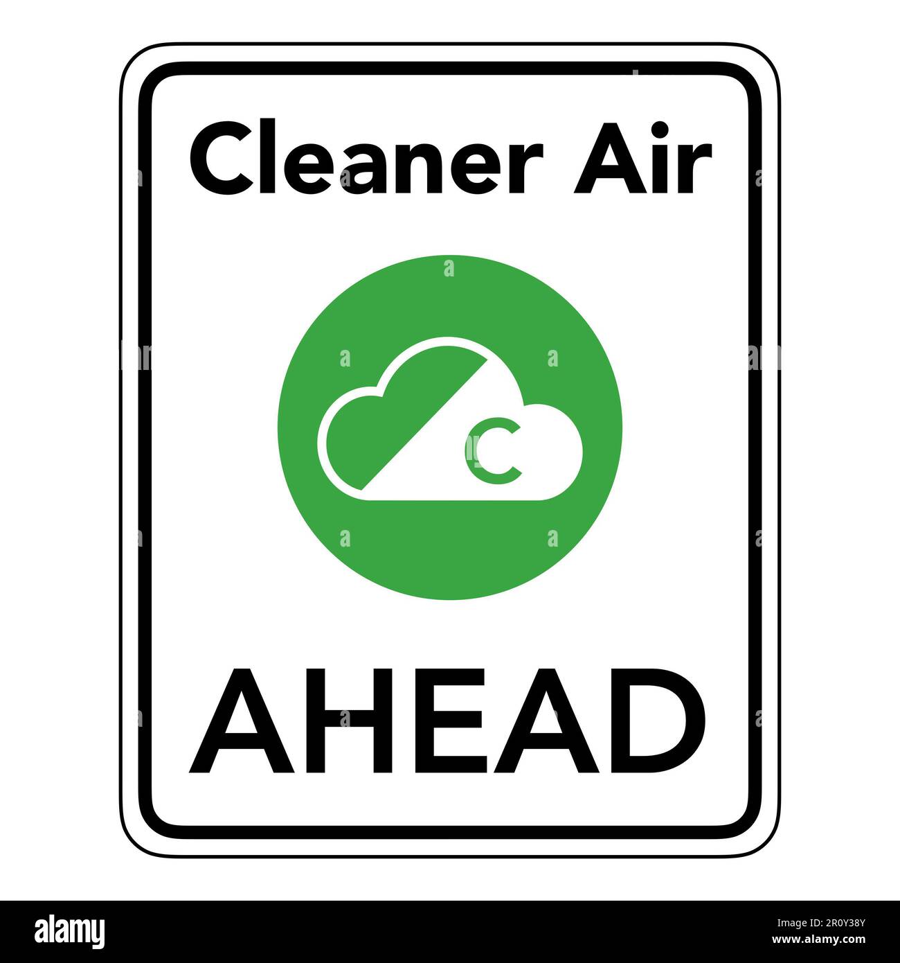 Illustrazione dei segnali stradali che segnalano la presenza di una zona d'aria pulita davanti all'hotel Foto Stock