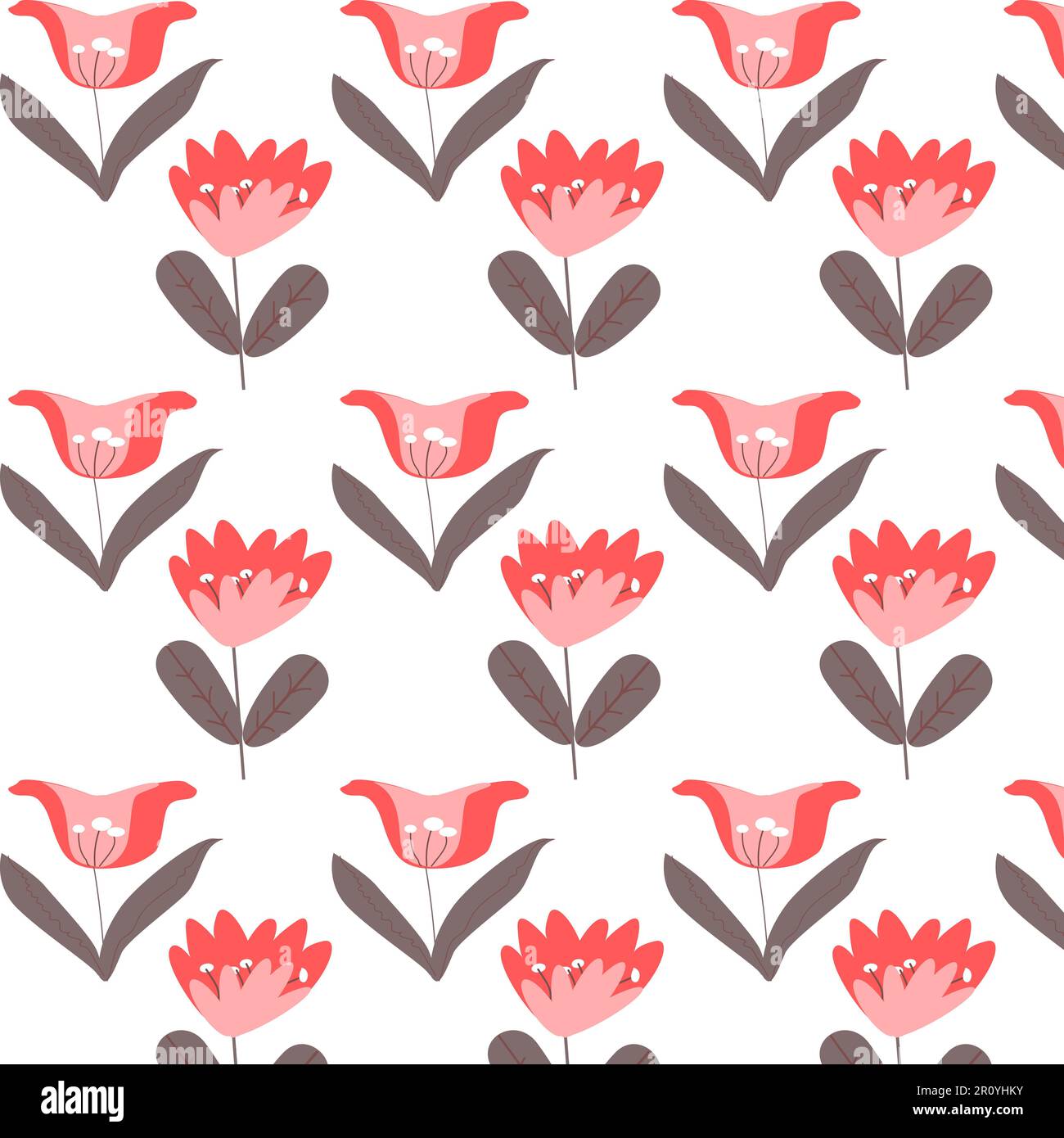 modello con fiori, campane in stile folcloristico Illustrazione Vettoriale