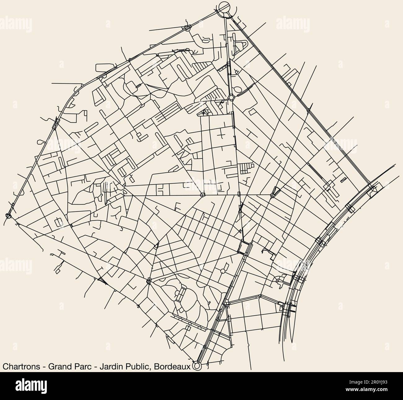 Mappa delle strade del QUARTIERE PUBBLICO CHARTRONS - GRAND PARC - JARDIN, BORDEAUX Illustrazione Vettoriale