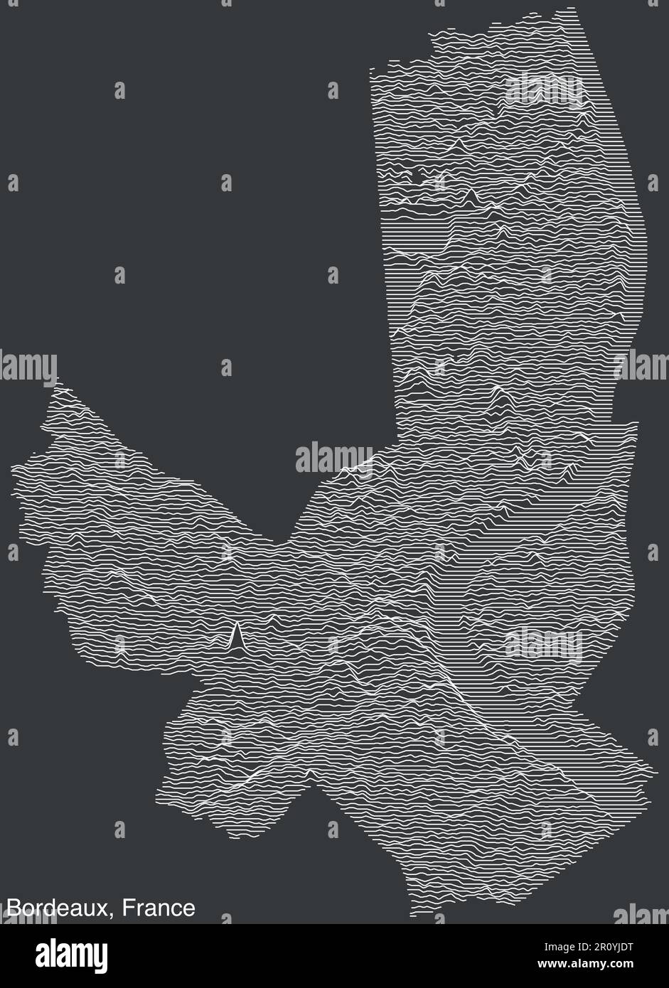 Mappa topografica di rilievo di BORDEAUX, FRANCIA Illustrazione Vettoriale