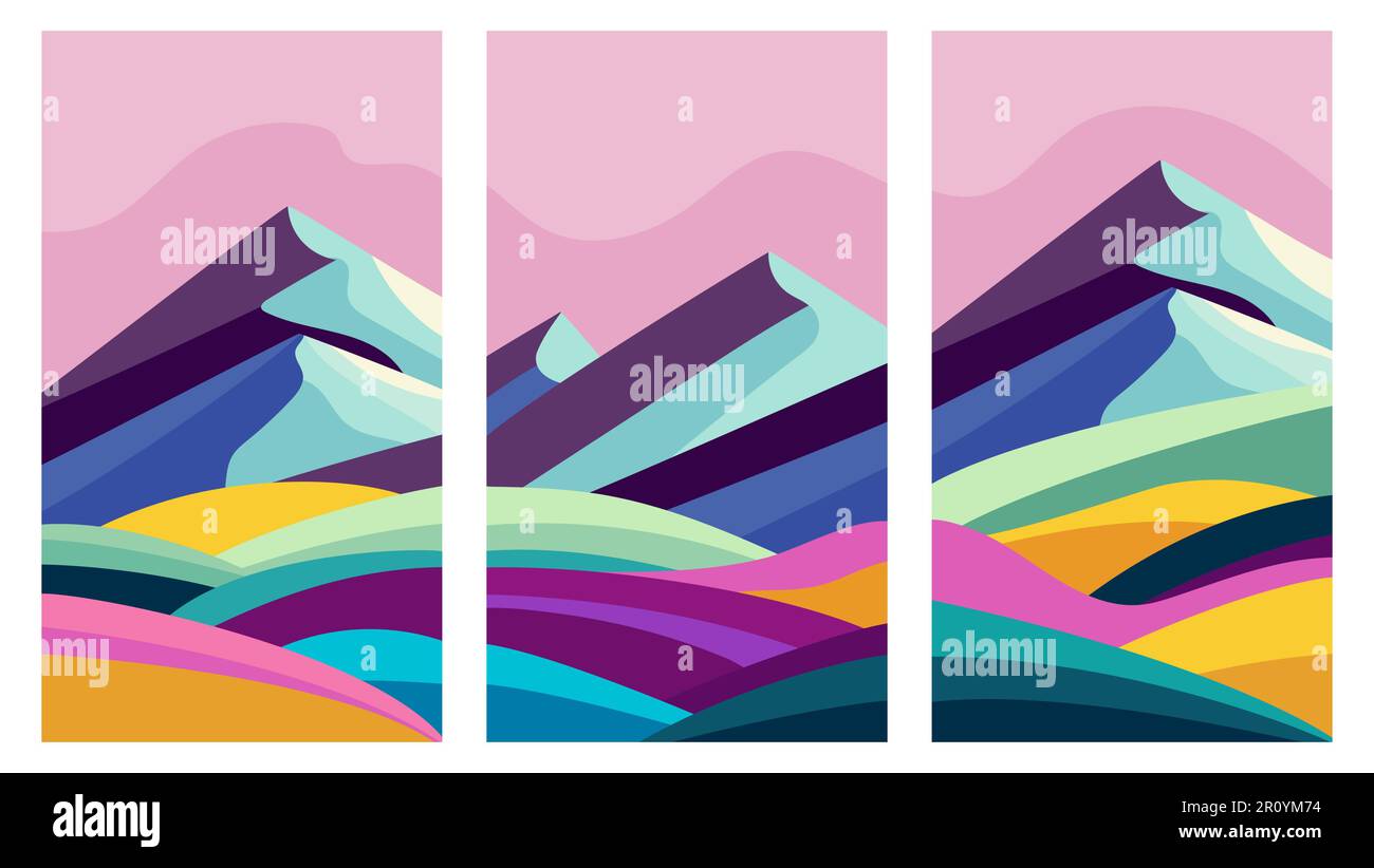 Collage con montagne astratte Illustrazione Vettoriale