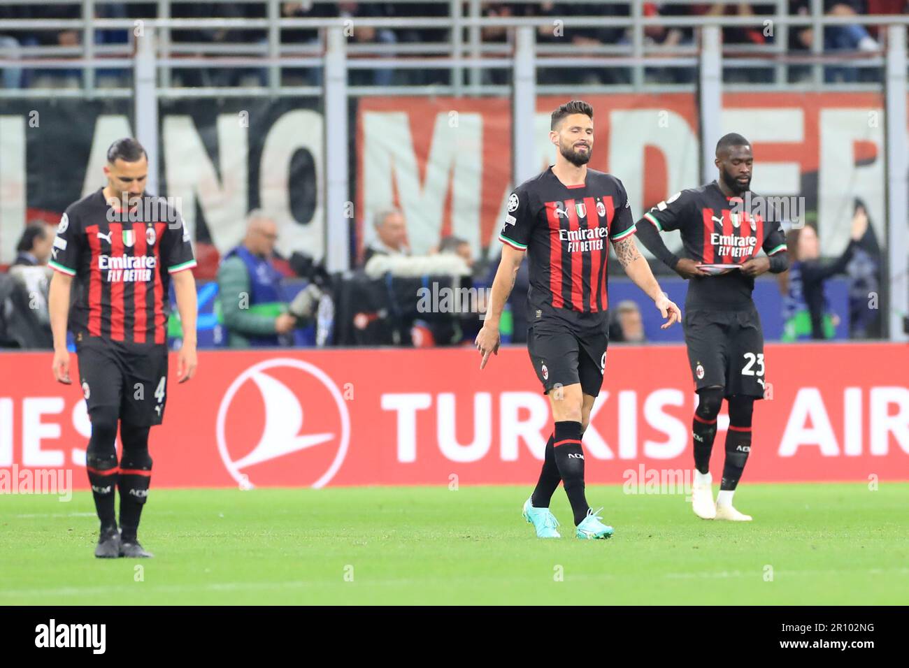 Stadio San Siro, Milano, Italia, 10th maggio 2023; Champions League Football, Semifinale, prima tappa, AC Milan contro Inter Milan; Olivier Giroud AC Milan's forward Foto Stock