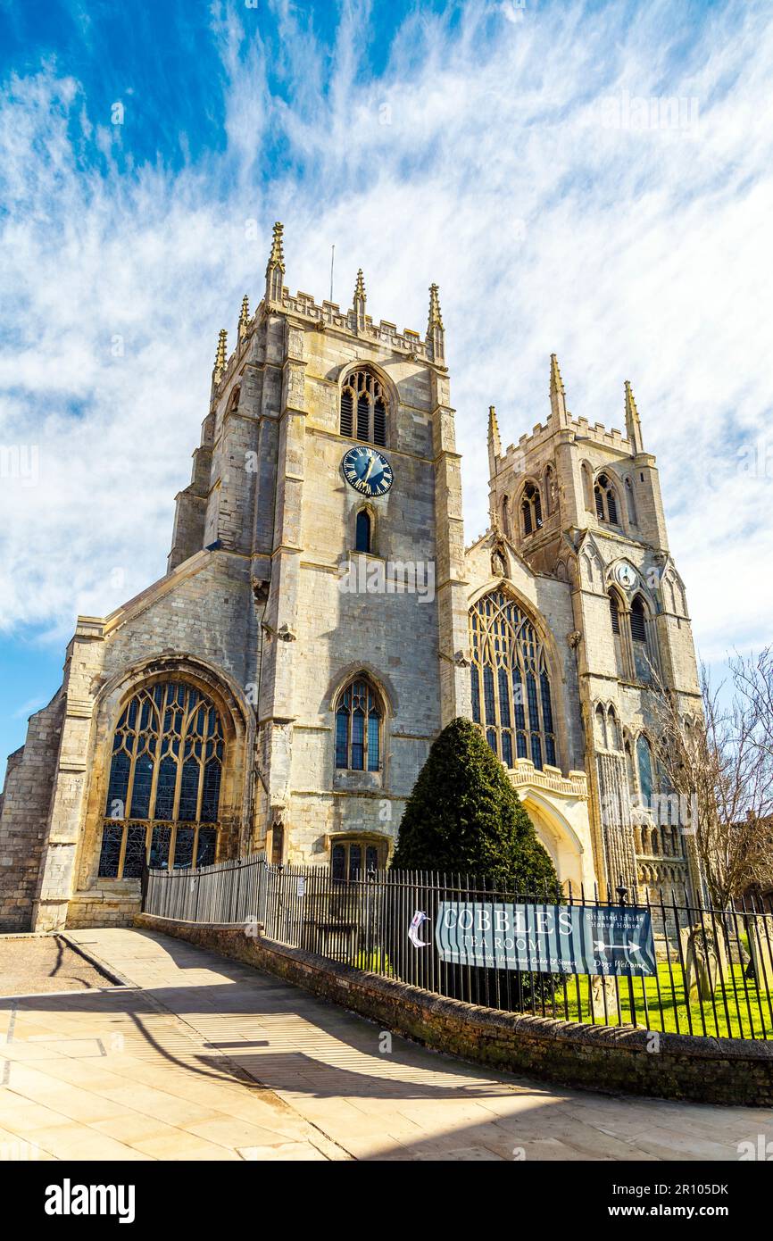 Esterno del re Lynn Minster, King's Lynn, Norfolk, Inghilterra, Regno Unito Foto Stock