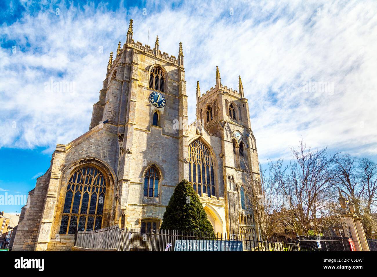 Esterno del re Lynn Minster, King's Lynn, Norfolk, Inghilterra, Regno Unito Foto Stock