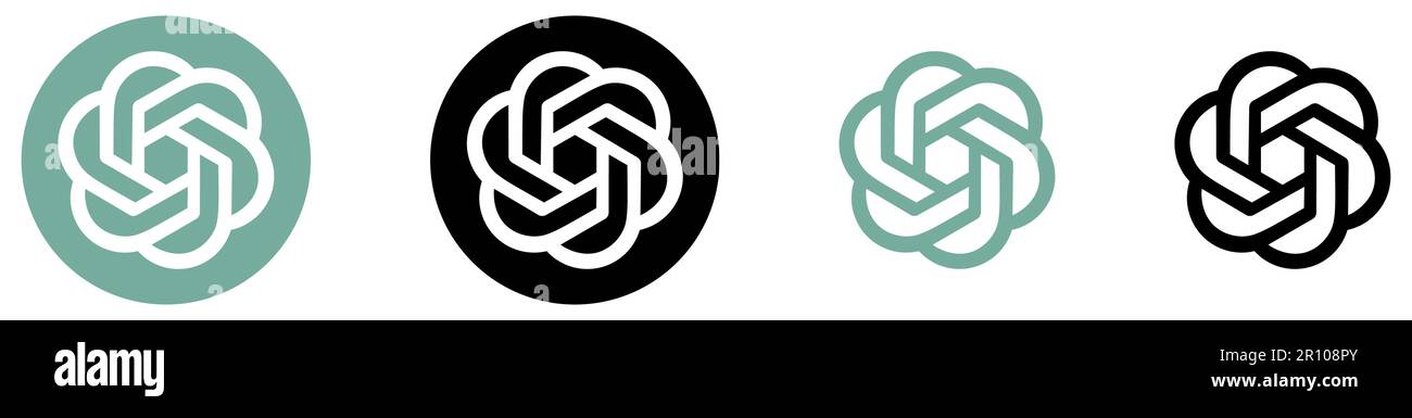 Vinnitsa, Ucraina - 8 maggio 2023: Insieme di logo ChatGPT. Illustrazione editoriale vettoriale Illustrazione Vettoriale