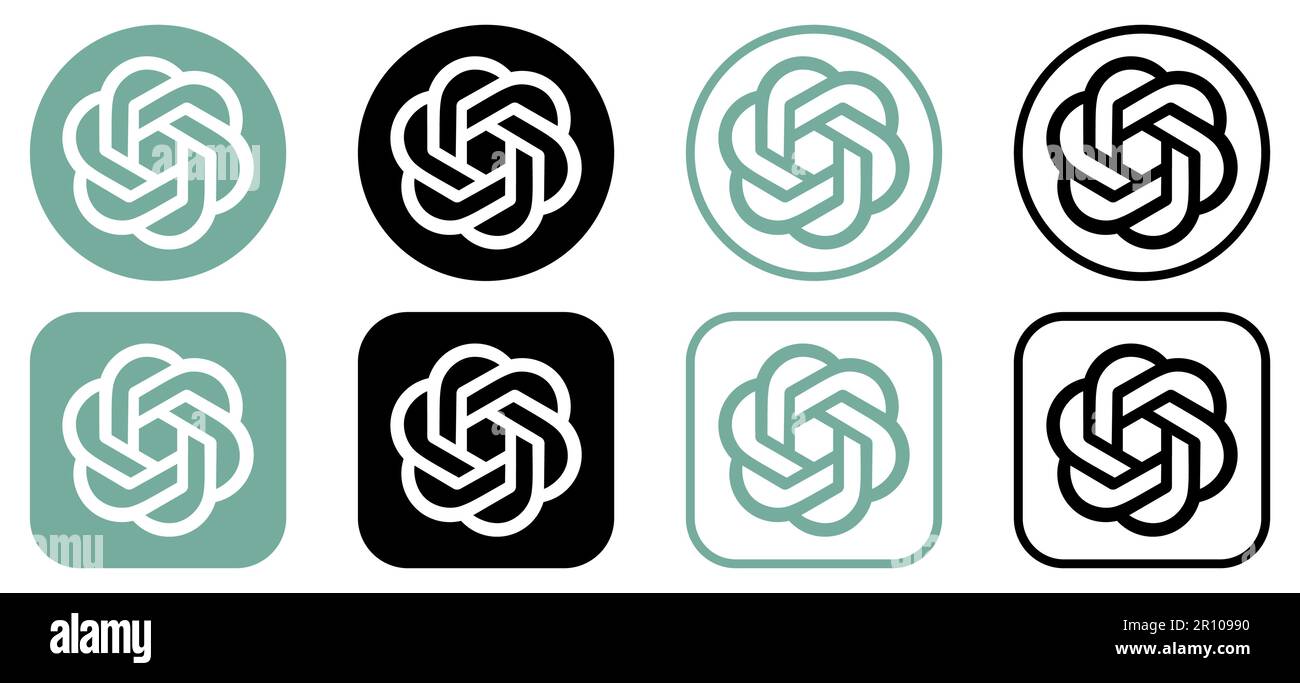 Set di icone ChatGPT. Loghi vettoriali editoriali isolati su sfondo bianco Illustrazione Vettoriale