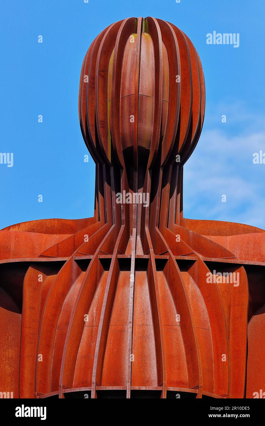 Angelo del Nord a Gateshead. Realizzato in acciaio resistente alle intemperie dal creatore Antony Gormley Foto Stock