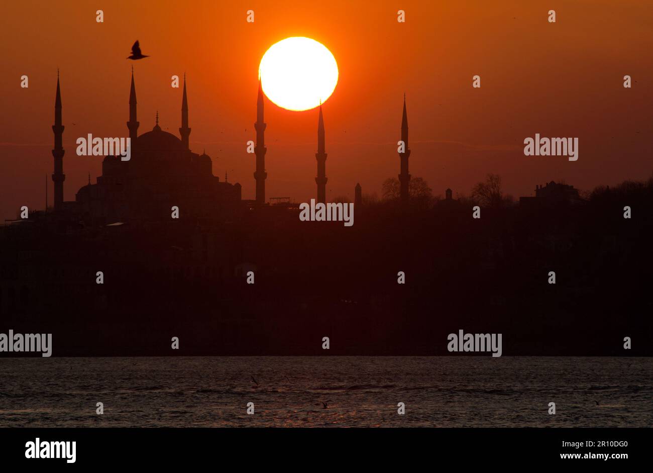 Moschea Blu al tramonto, Istanbul Türkiye Foto Stock