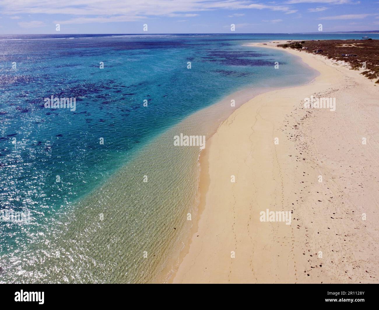 Vista aerea della spiaggia di South Lefroy Bay, Ningaloo Reef National Park, Australia Occidentale. No MR o PR Foto Stock