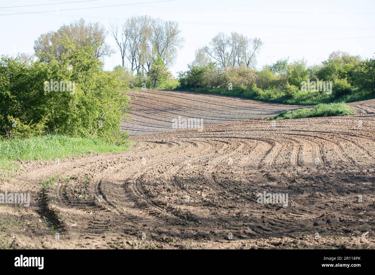 Agricoltura, il suolo, sporco dopo la semina primaverile. Polonia Foto Stock