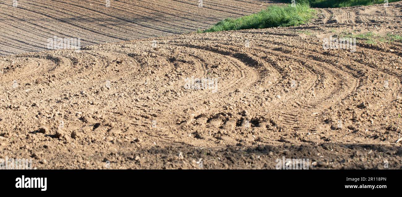 Agricoltura, il suolo, sporco dopo la semina primaverile. Polonia Foto Stock
