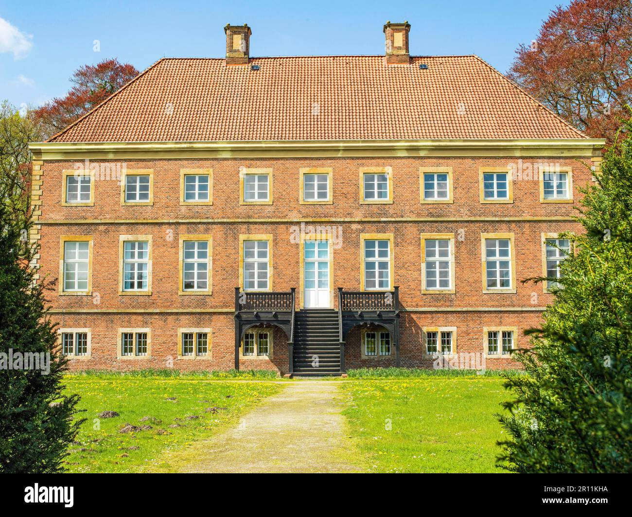 Altenkamp Manor, Museo, Giardino barocco, Aschendorf, Emsland, Bassa Sassonia, Germania Foto Stock
