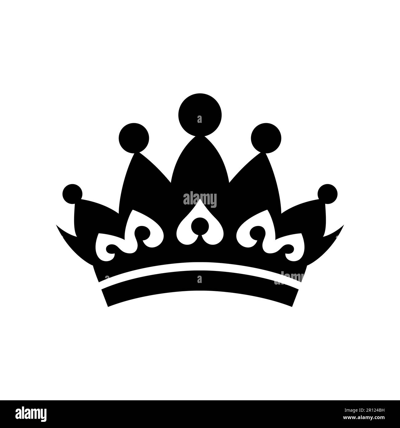 Icona della corona. Simbolo della corona nera del re. Icona della corona isolata. Illustrazione vettoriale. Illustrazione Vettoriale