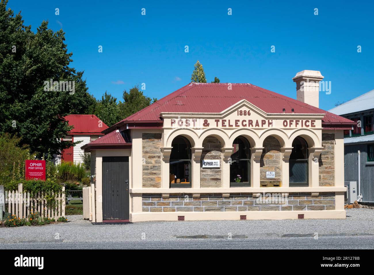 Ufficio postale e telegrafo, Ophir, Central Otago, South Island, Nuova Zelanda Foto Stock