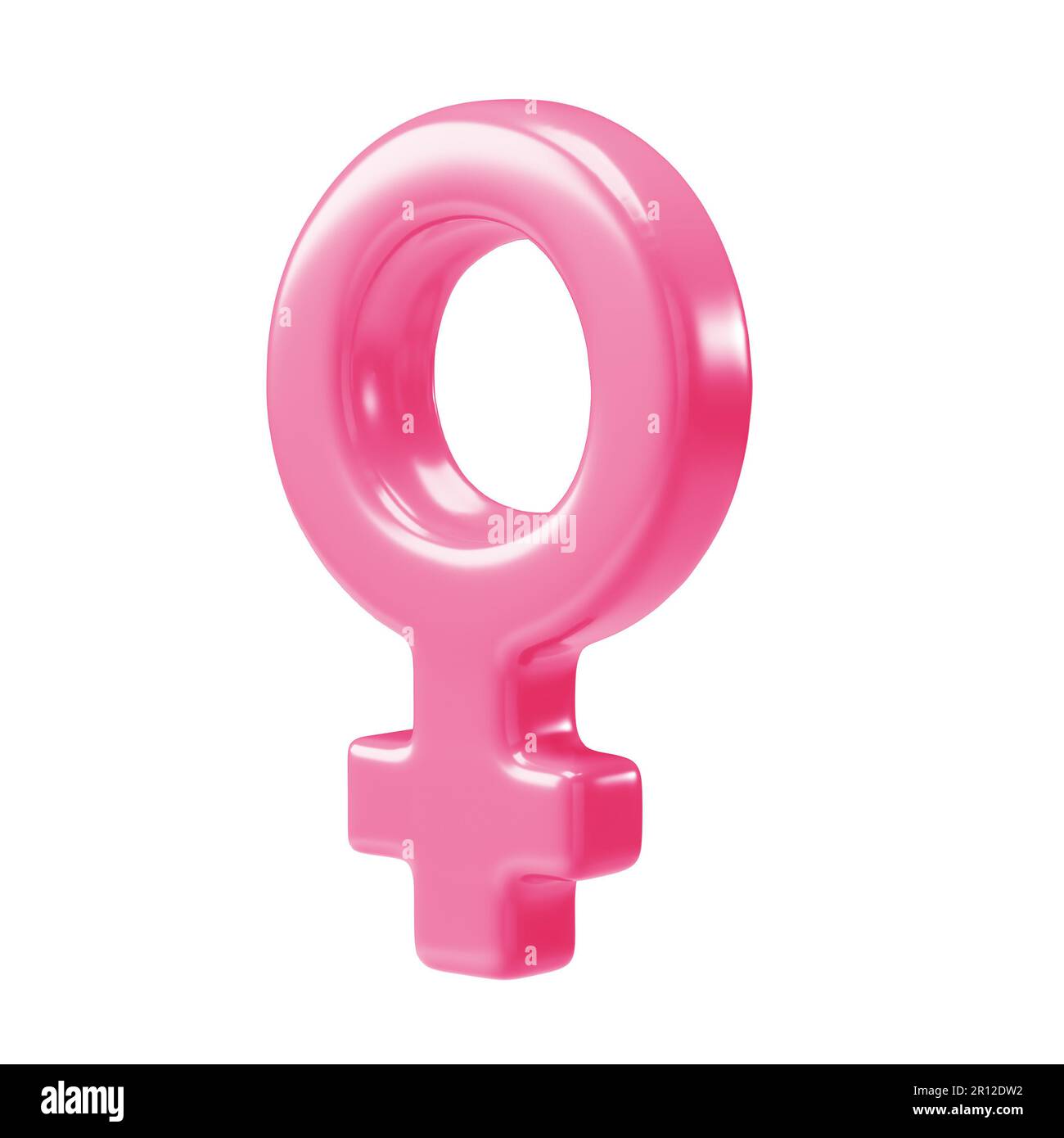 Icona femmina rosa simbolo 3D. 3d rendering del simbolo donna sesso isolato su sfondo bianco con tracciato di ritaglio Foto Stock