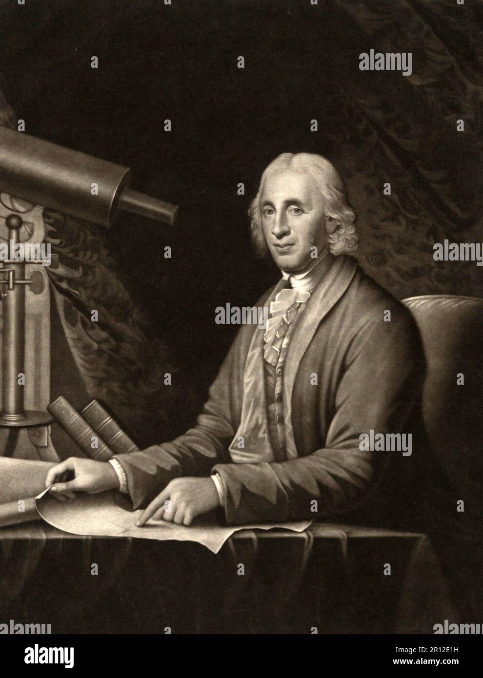 David Rittenhouse (8 aprile 1732 – 26 giugno 1796) è stato un . Strumento scientifico artigiano, e funzionario, storico, restaurata digitalmente riproduzione da un originale del 19th ° secolo Foto Stock