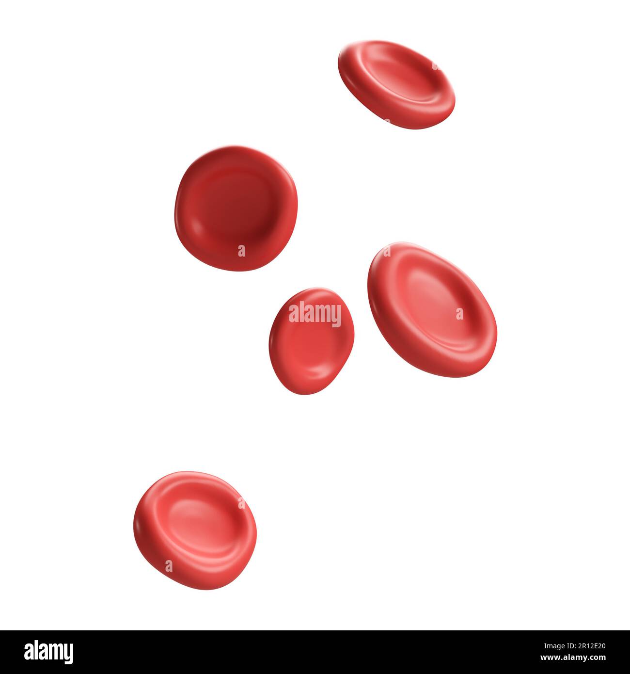 3d flusso di globuli rossi piastrine ferro anemia eritrocitaria. Rappresentazione realistica dell'analisi medica su sfondo bianco con tracciato di ritaglio Foto Stock
