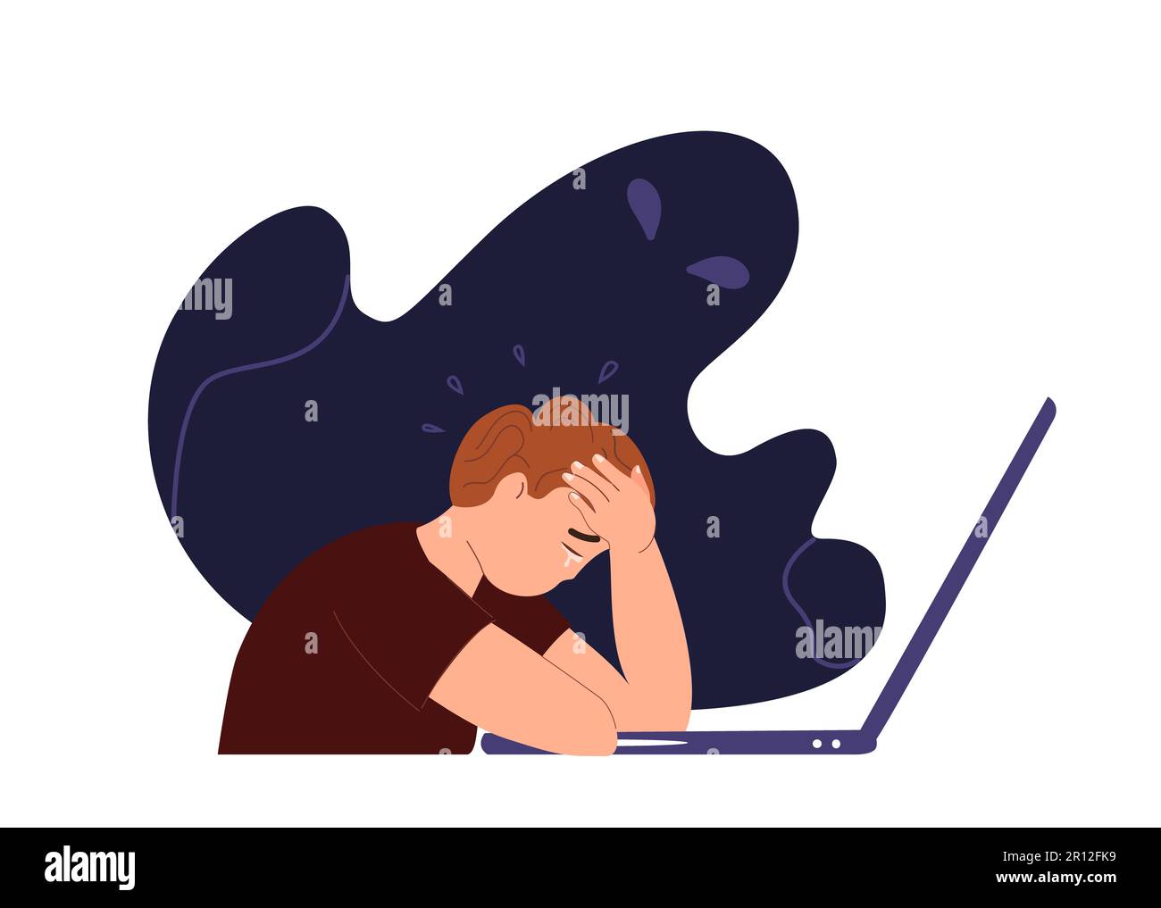 Paura nervoso preoccupato bambino preoccupato in Panic Attack.deluso depresso Child.Sad Anxited frustrato Teenager Boy.preoccupato, sconvolto sottolineato Teen.Alone Foto Stock