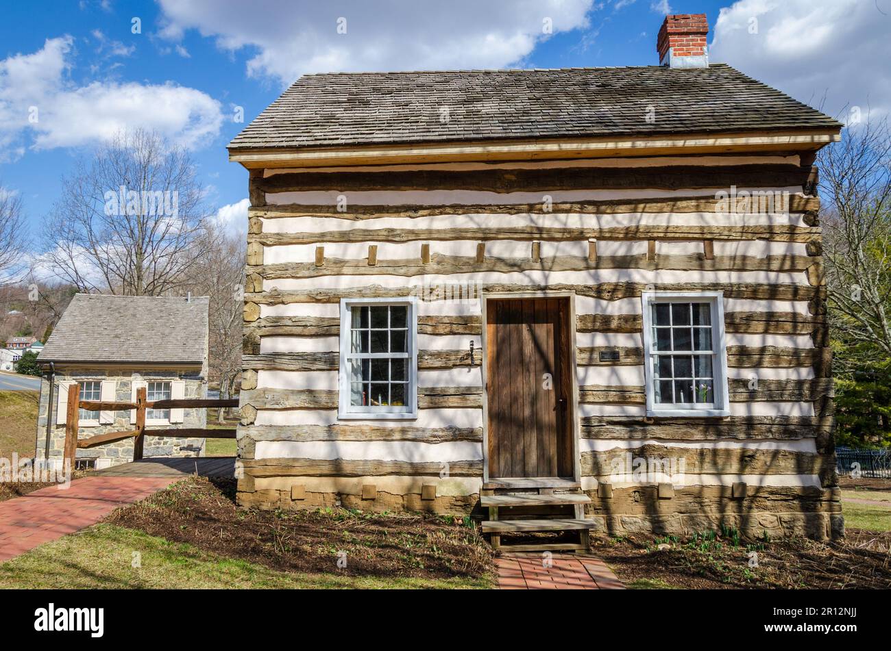 Thomas Isaac Log Cabin, monumento storico a Ellicott City, Maryland Foto Stock
