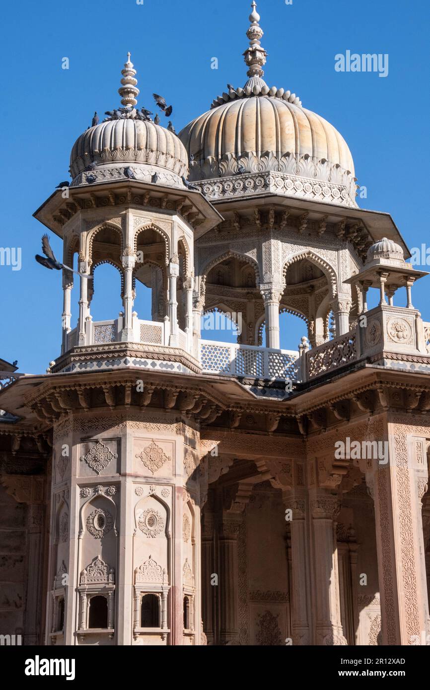Monumenti a Gaitor Ki Chhatriyan, Jaipur, Rajasthan, India Foto Stock