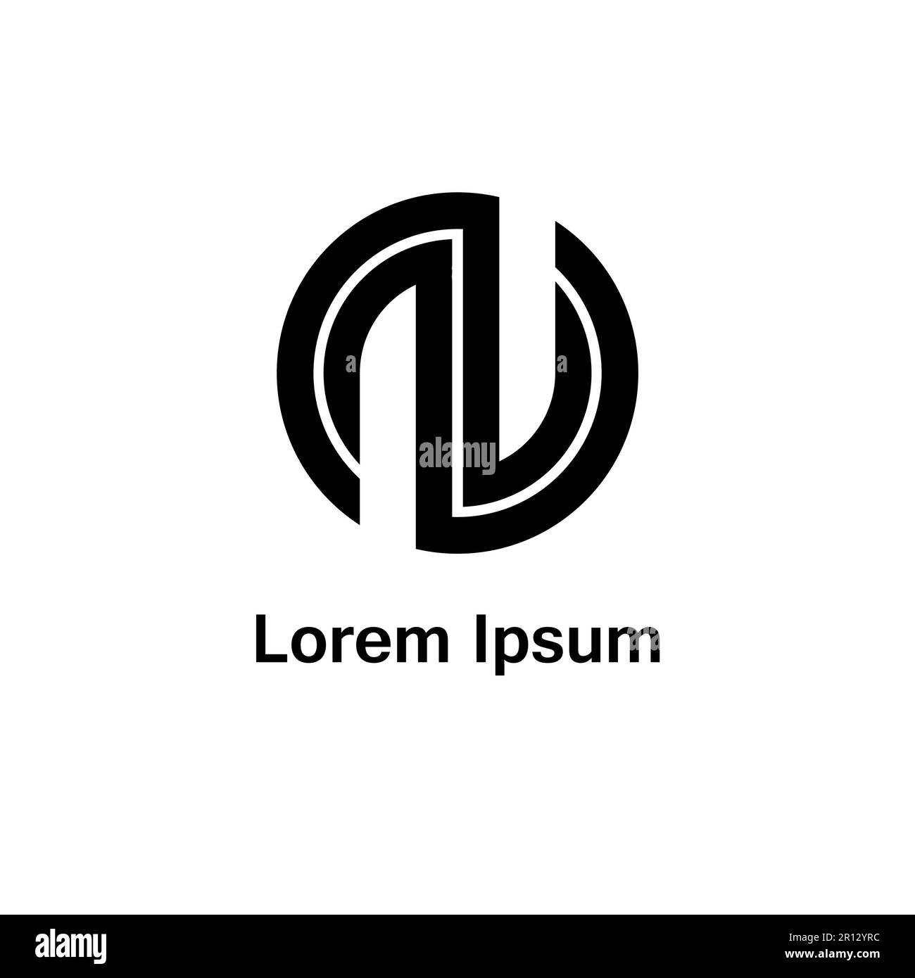 Variante logo di un cerchio nero che forma lettere. Illustrazione Vettoriale