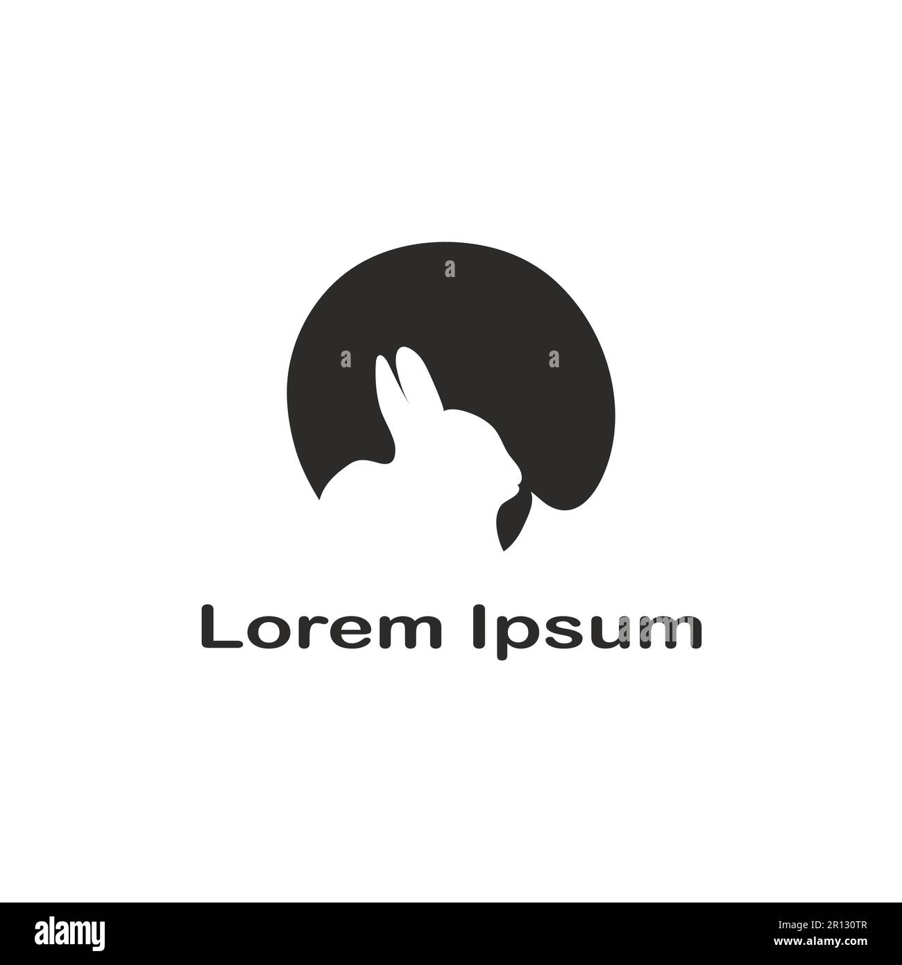 Logo nero negativo spazio coniglio. Illustrazione Vettoriale