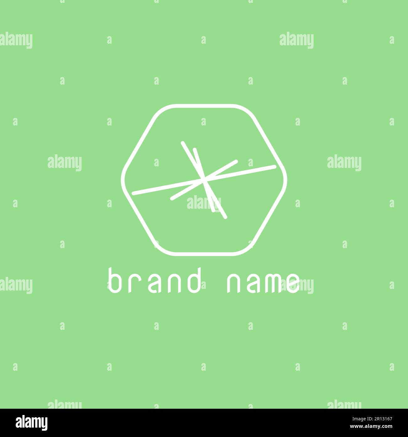 Logo astratto di esagoni e linee su sfondo verde. Illustrazione Vettoriale