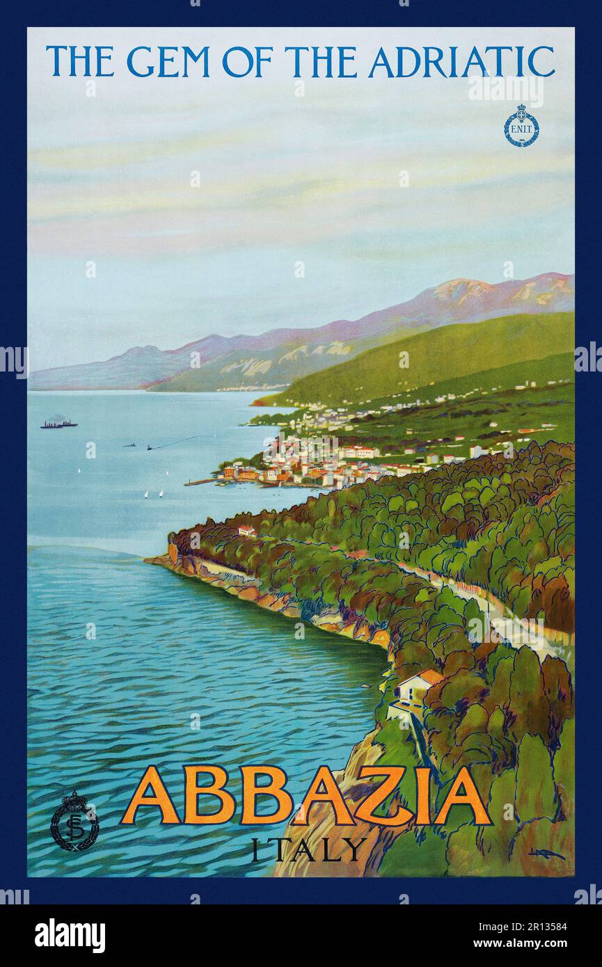 La gemma dell'Adriatico. Abbazia, Italia di Leopoldo Metlicovitz (1868-1944). Poster pubblicato nel 1920. Foto Stock