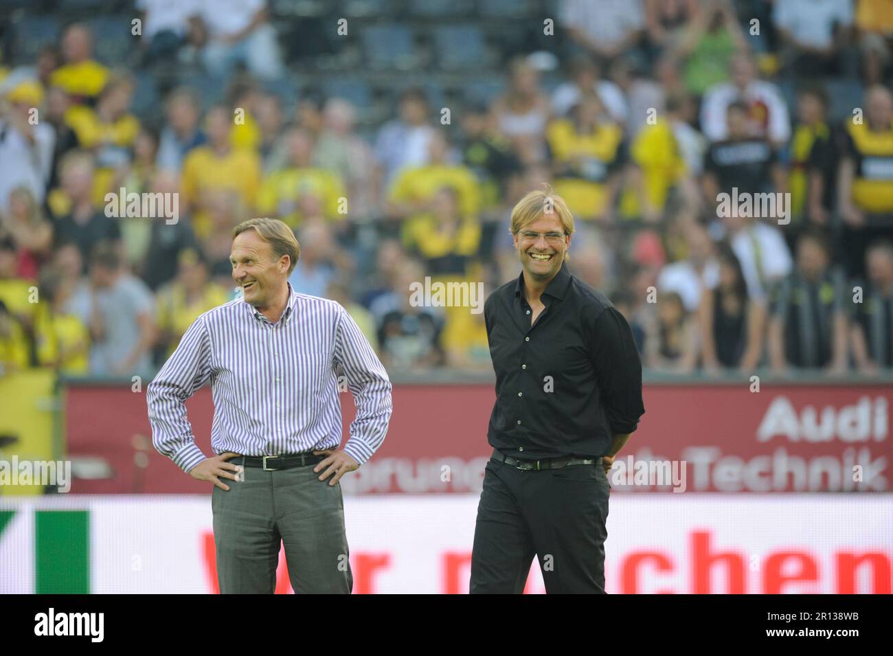 Hans-Joachim Watzke Geschäftsführer Dortmund und Trainer Jürgen Kloppo Klopp Fußball Freundschaftsspiel Borussia Dortmund - Real Madrid 0:5. 19,8.2009. Foto Stock