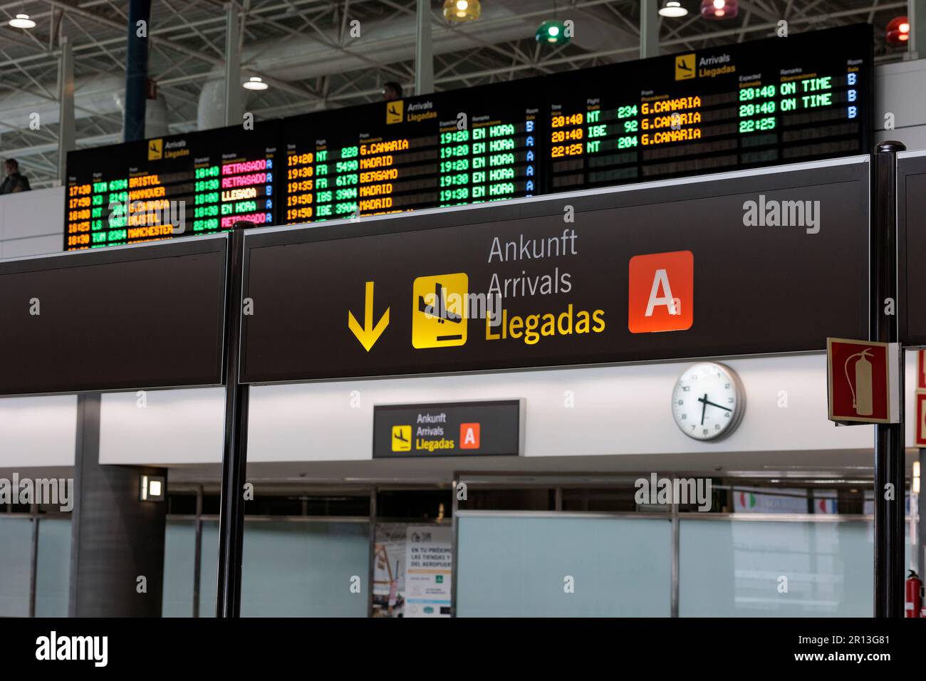 Arrivi a bordo a Fuertevntura Aeroporto Fuerteventura Isole Canarie Spagna Foto Stock