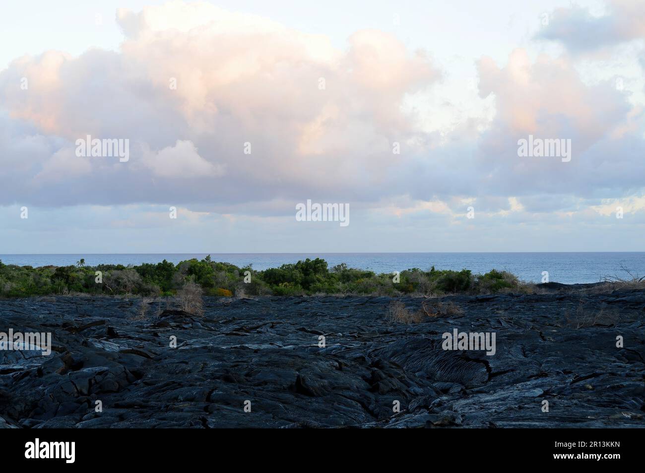 Lava appena solidificata sull'isola del vulcano Hawaii Kilauea Foto Stock