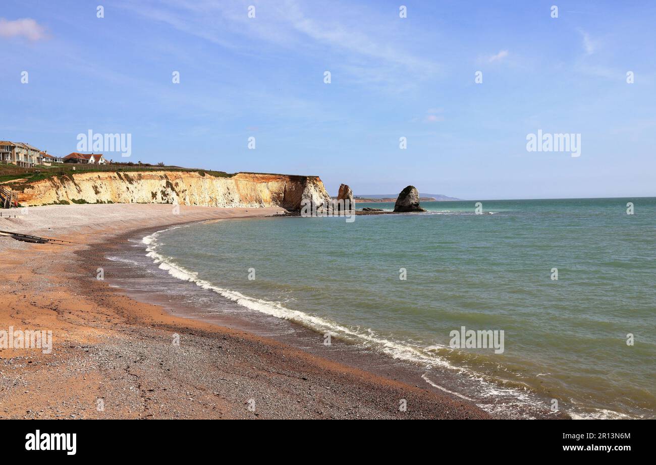 Fresh Water Bay sull'isola di Wight nell'Hampshire, Inghilterra Foto Stock