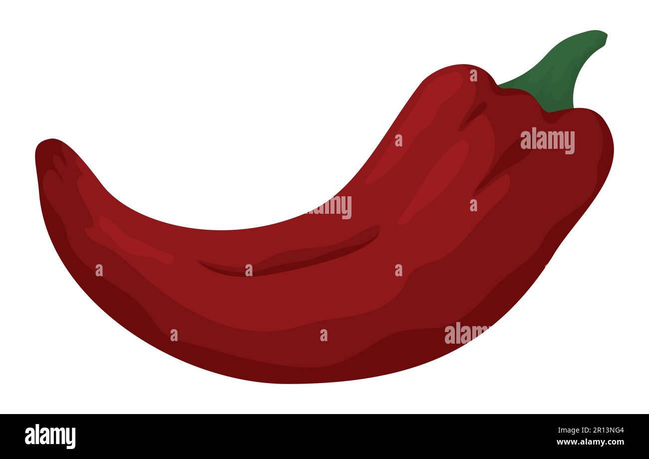 Peperoncino rosso o jalapeno in stile cartoon su sfondo bianco. Illustrazione Vettoriale