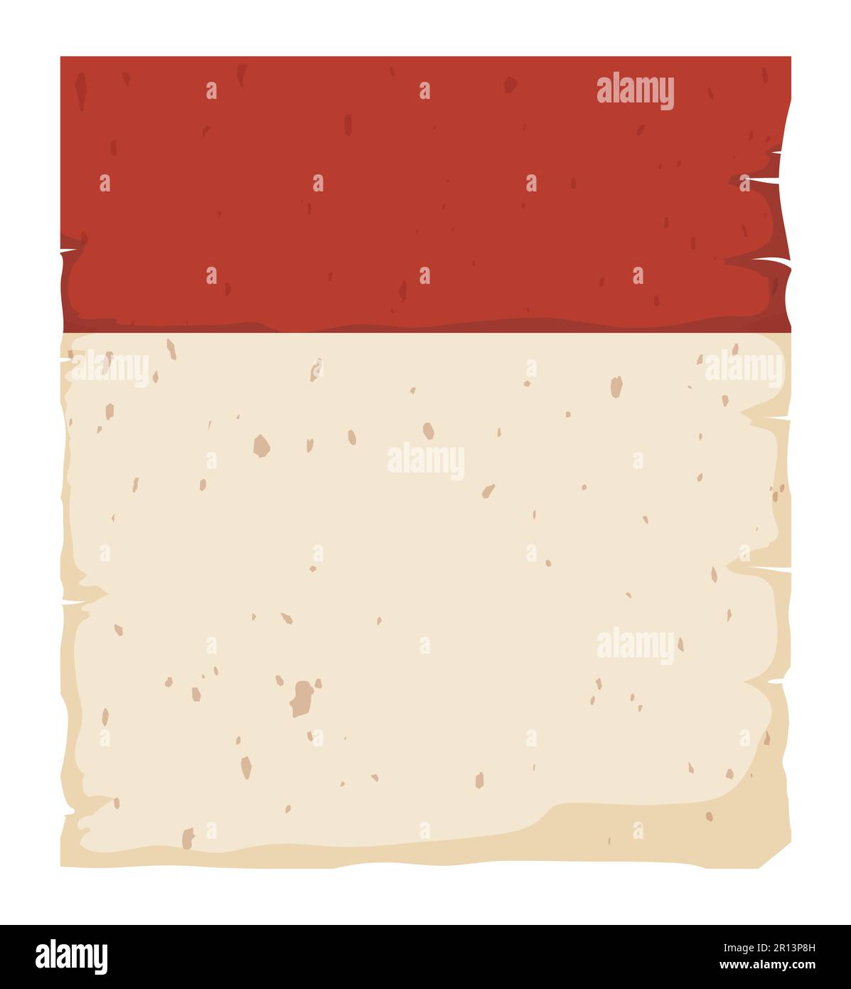 Pagina del calendario a foglie sfuse invecchiata con bordi a spina. Modello in stile cartoon su sfondo bianco. Illustrazione Vettoriale