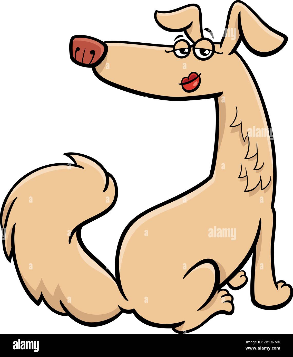 Illustrazione del cartone animato di animale comico femminile divertente del cane Illustrazione Vettoriale