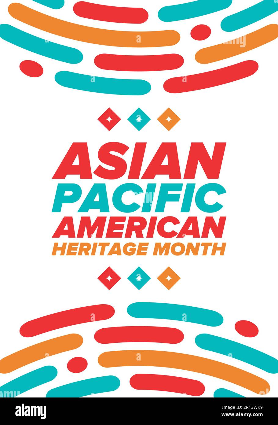Asia Pacifico American Heritage mese di maggio. Celebra la storia degli asiatici americani e delle isole del Pacifico negli Stati Uniti. Poster vettoriale Illustrazione Vettoriale